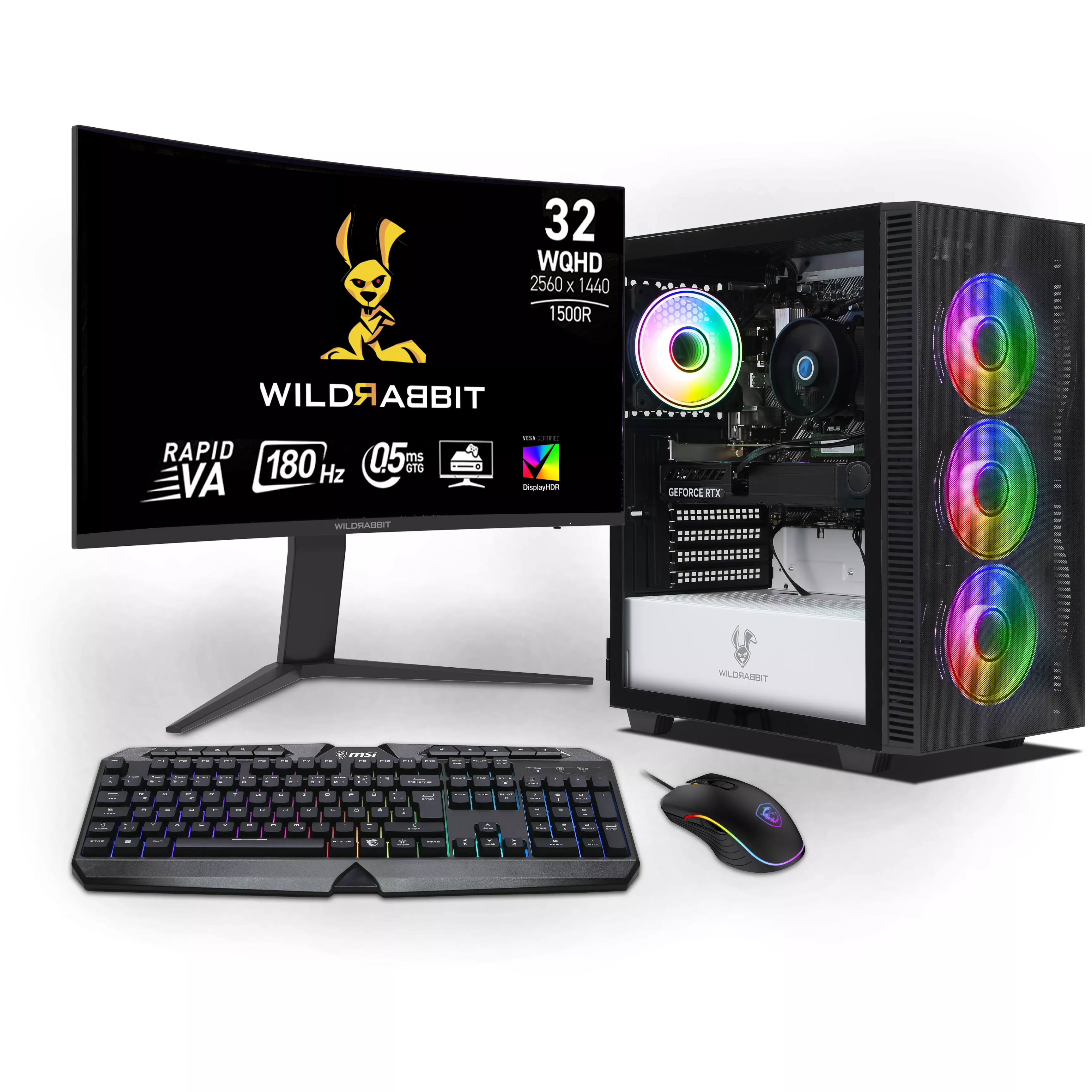 Starter Gaming Bundle | AMD Ryzen 7 5700X | Nvidia GeForce RTX 5060 8GB | 16GB RAM | 1TB NVMe SSD | Windows 11 | WiFi | Wildrabbit GMX 32" WQHD LCD Gaming Monitor | Clavier allemand MSI RGB | MSI Forge Mouse | Libre Office Starter Gaming Bundle | AMD Ryzen 7 5700X | Nvidia GeForce RTX 5060 8GB | 16GB RAM | 1TB NVMe SSD | Windows 11 | WiFi | Wildrabbit GMX 32" WQHD LCD Gaming Monitor | Clavier allemand MSI RGB | MSI Forge Mouse | Libre Office