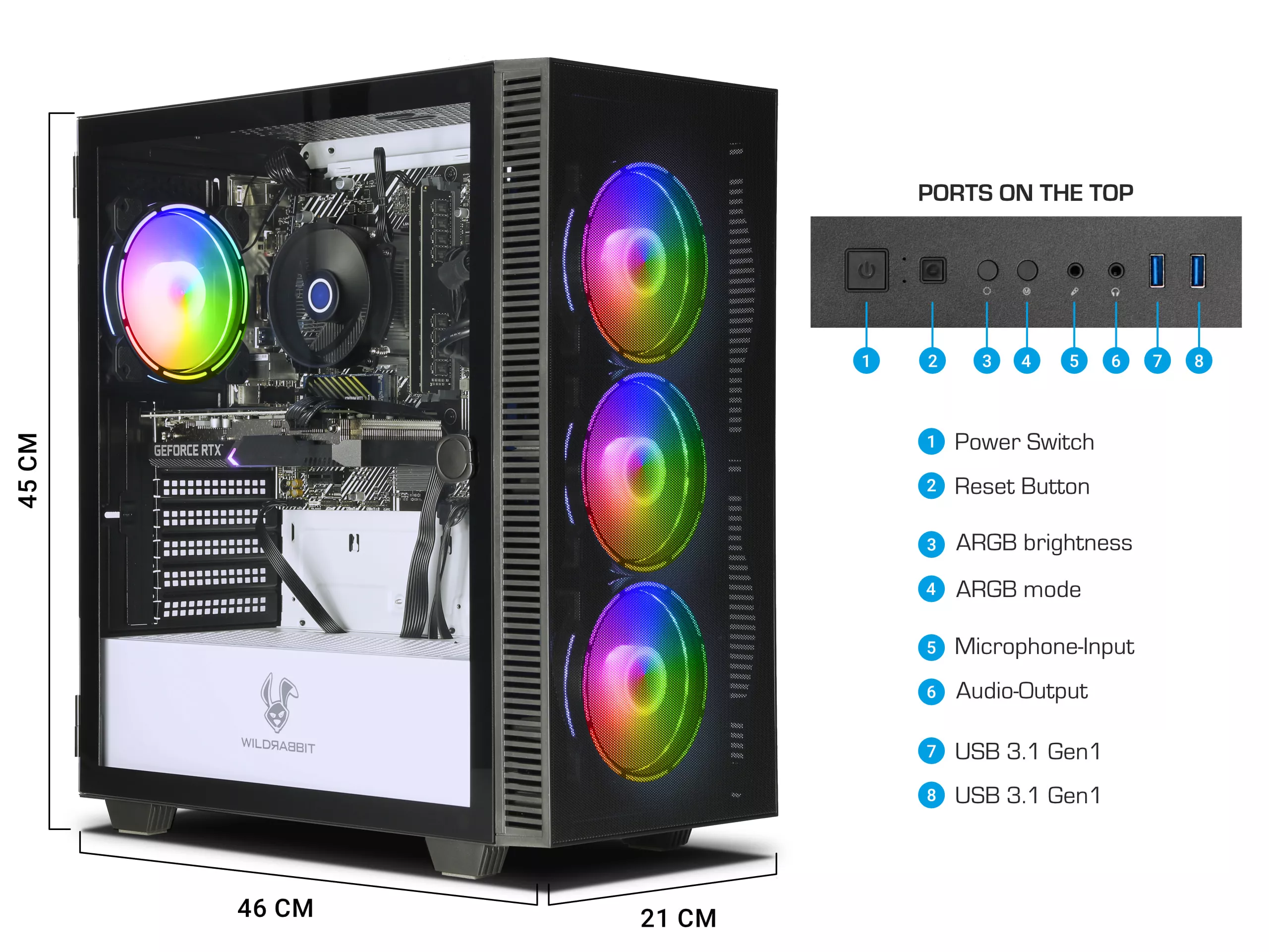 Gaming V2 | AMD Ryzen 7 5700X | Nvidia GeForce RTX 3060 Ti 8GB | 32GB RAM | 1TB NVMe SSD | Windows 11 | WLAN | Libre Office