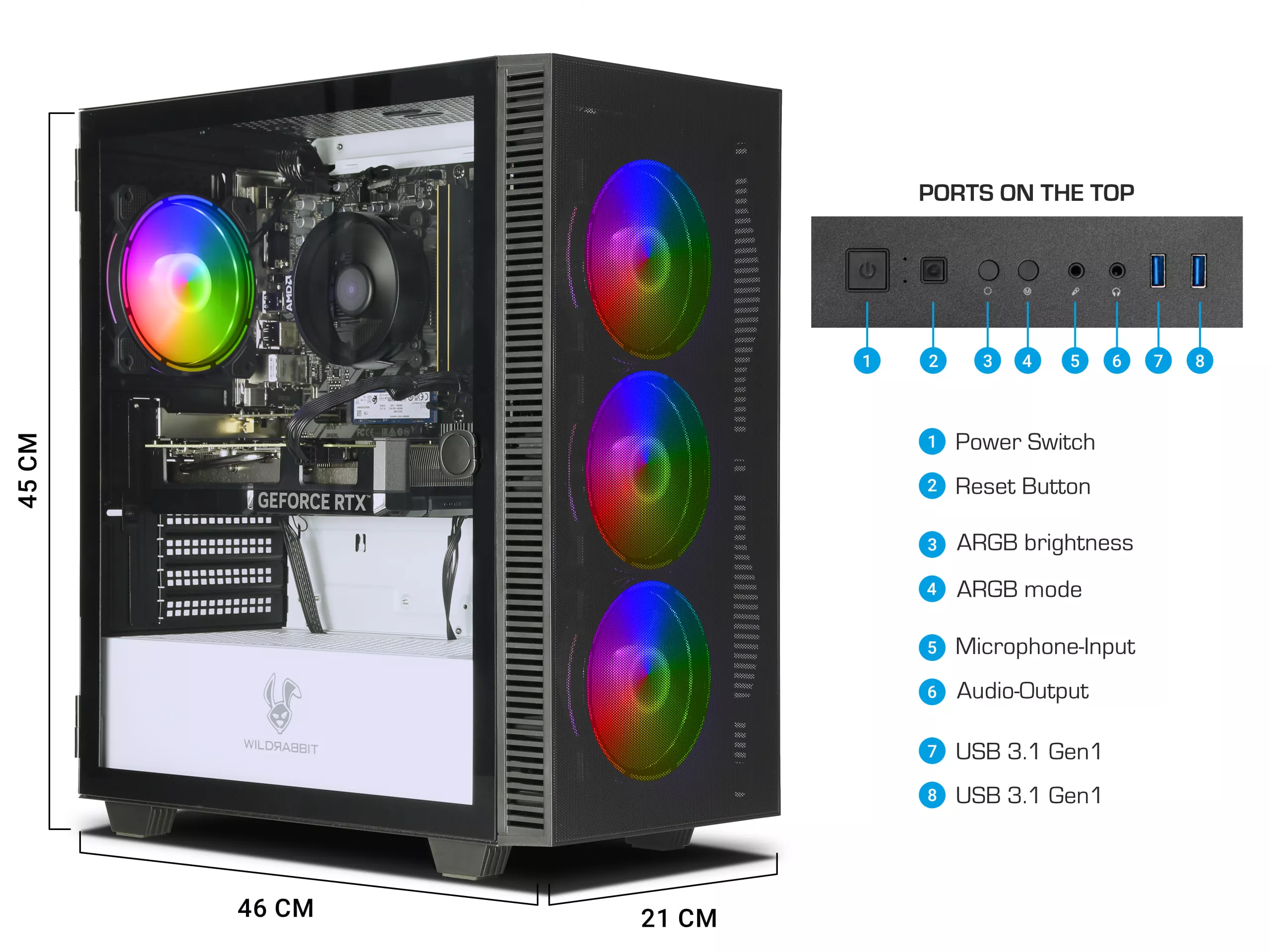 Ryzen Gaming V3 | Ryzen 5 7500F | Nvidia GeForce RTX 4060 Ti 8Go | 32Go DDR5 RAM | 1To NVMe SSD | Windows 11 | WiFi | Libre Office