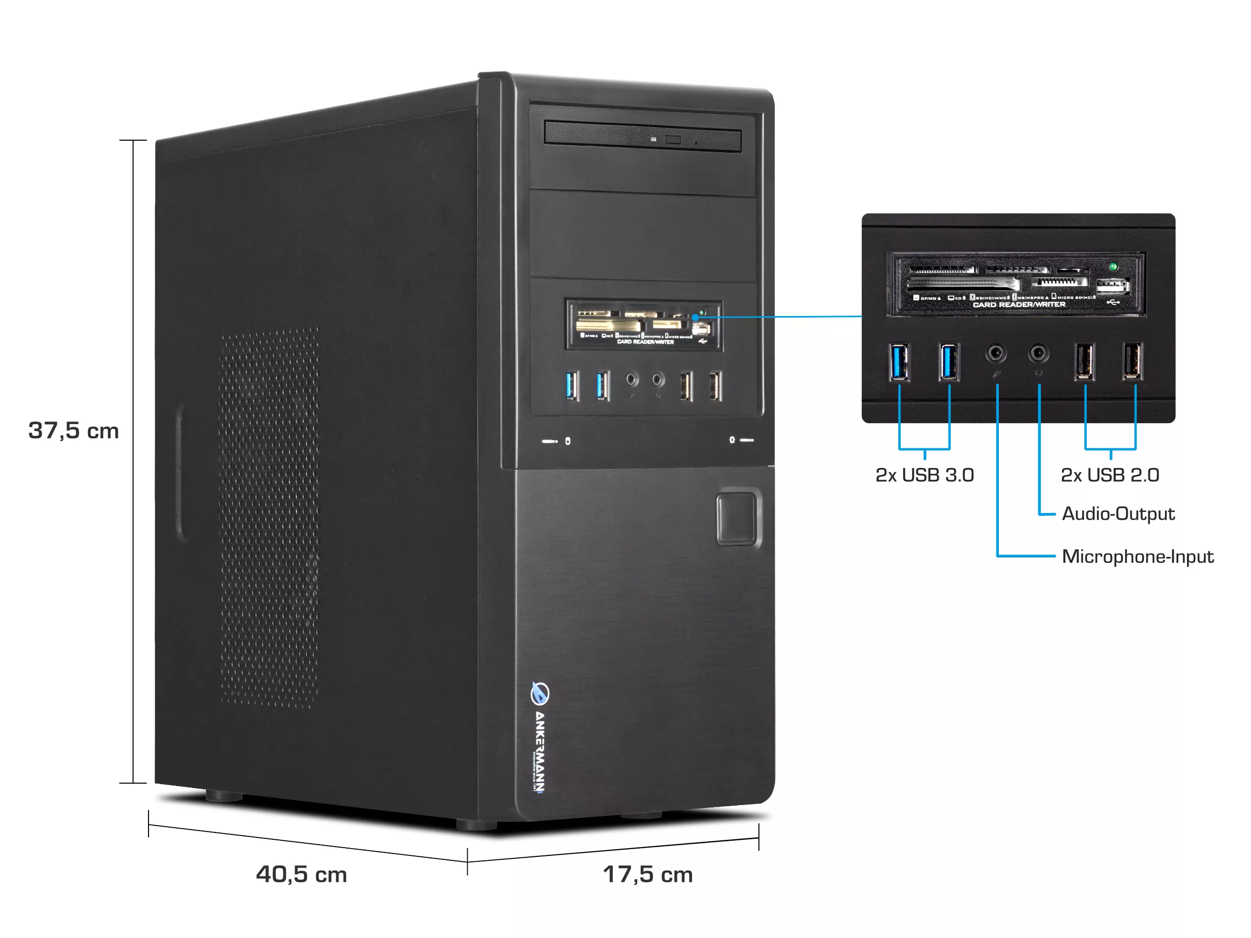 Silent Desktop PC Palma | Intel Core i3-6100 | 16GB RAM | 480GB SSD | Windows 11 | Libre Office