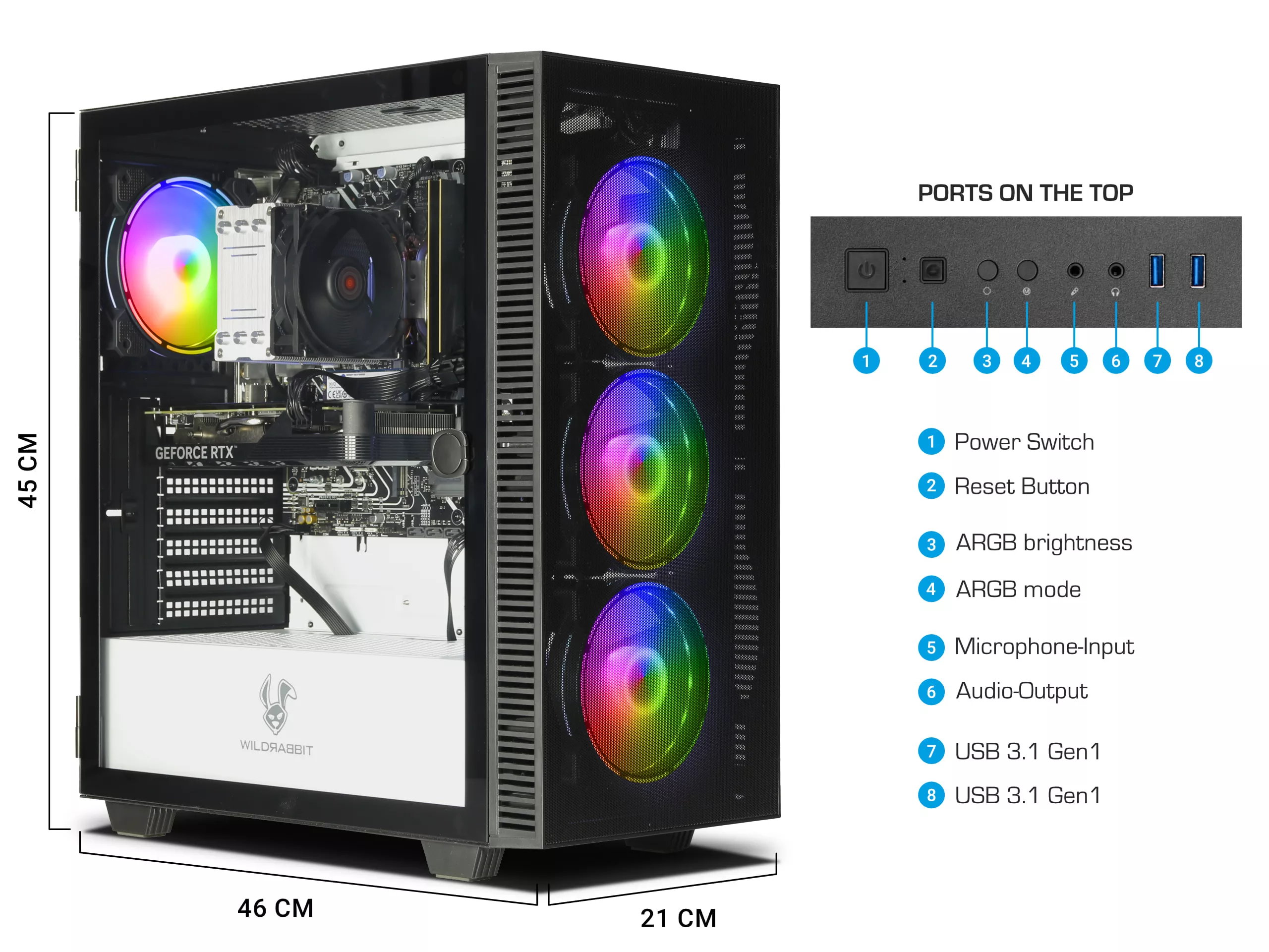 Raytracing Gamer V3 | Intel Core i7-12700F | Nvidia GeForce RTX 4060 8GB | 32GB DDR5 RAM | 1TB NVMe SSD | Windows 11 | WLAN & Bluetooth | Libre Office