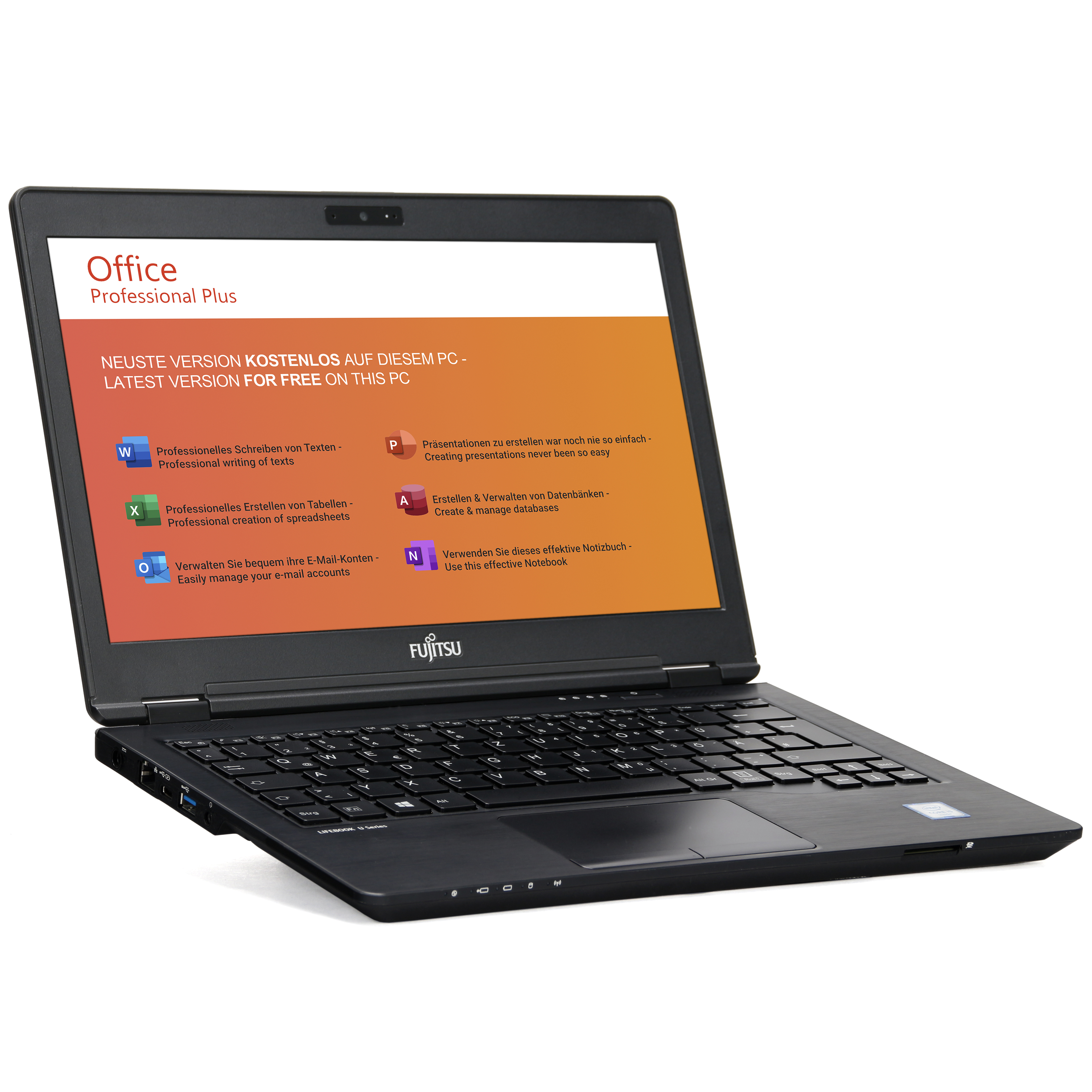 Fujitsu Lifebook U727 | Intel Core i5-6200U | 16GB RAM | 512GB NVMe SSD | 12.5" 1920x1080 Display | WLAN & BT | Windows 11 | MS Office 2021 | Deutsche Tastatur