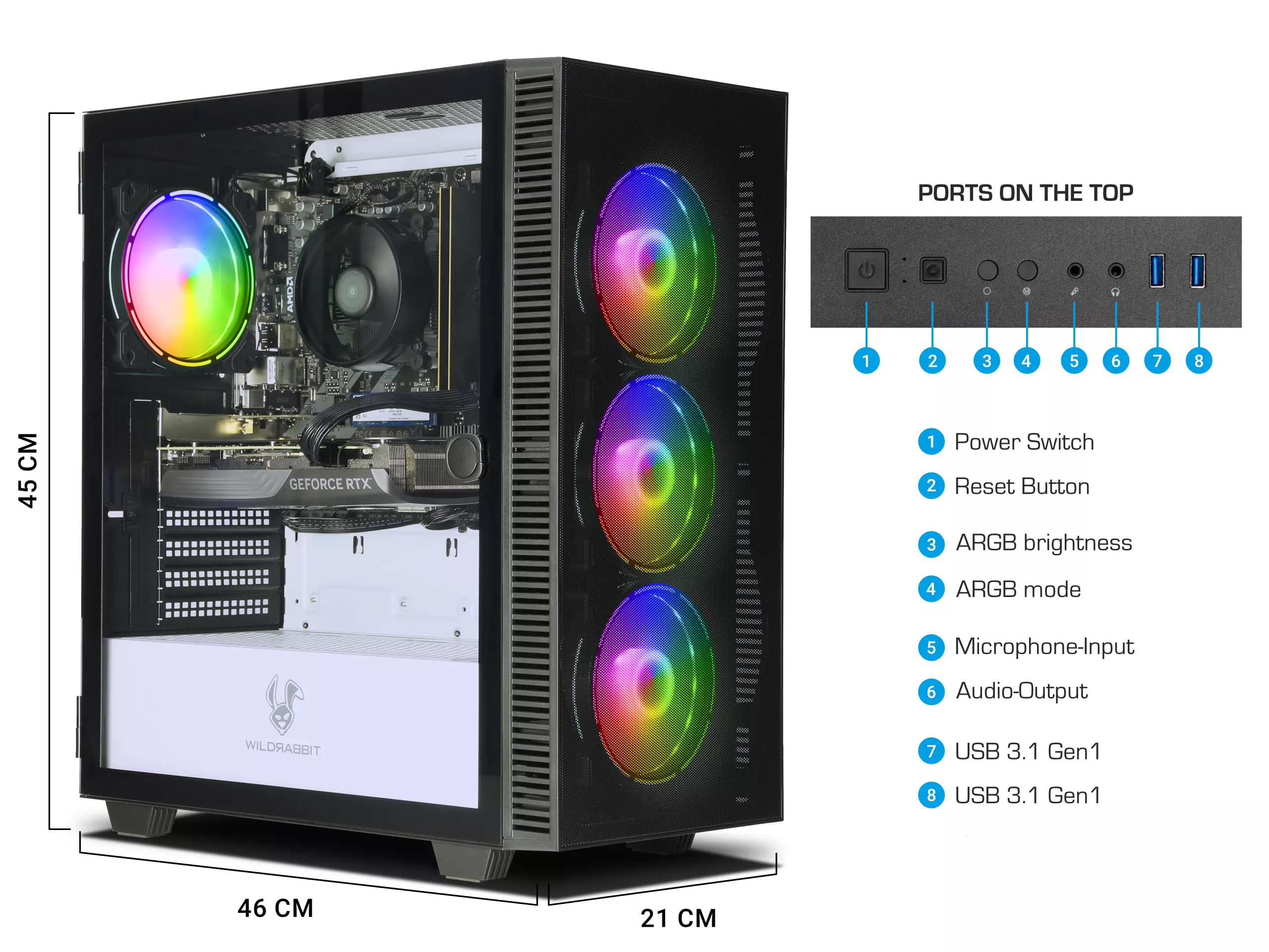 Ryzen Gaming V3 | AMD Ryzen 7 8700F | Nvidia GeForce RTX 4070 12Go | 32Go DDR5 RAM | 1To NVMe SSD | Windows 11 | WiFi | Libre Office