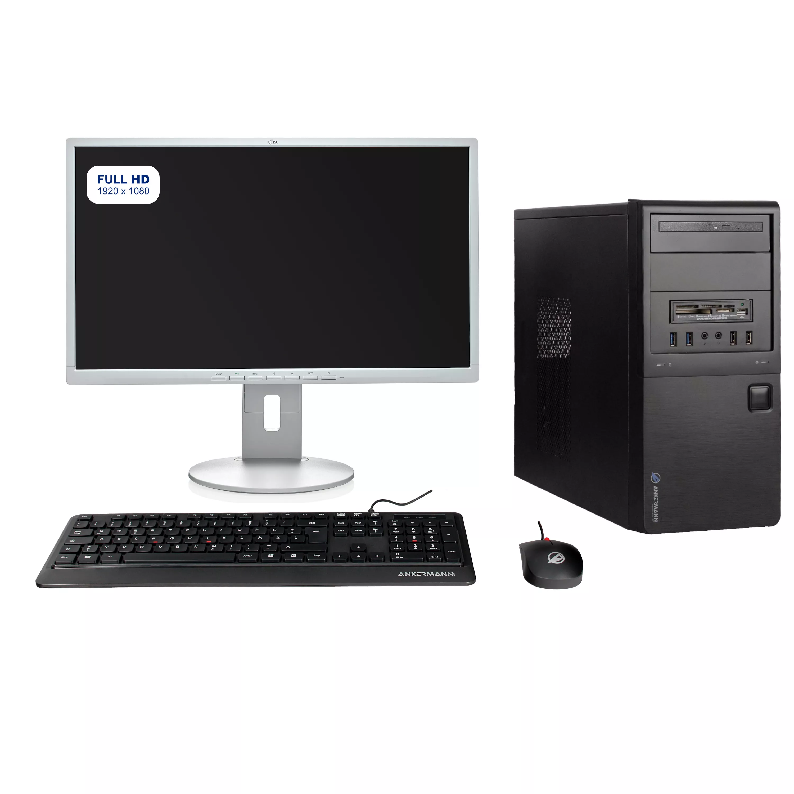 Work Business Leise | Intel Core i5-3470 | 8GB RAM | 480GB SSD | 500GB HDD | Windows 10 | WiFi | Monitor 23.8" | Mouse & tastiera | Libre Office