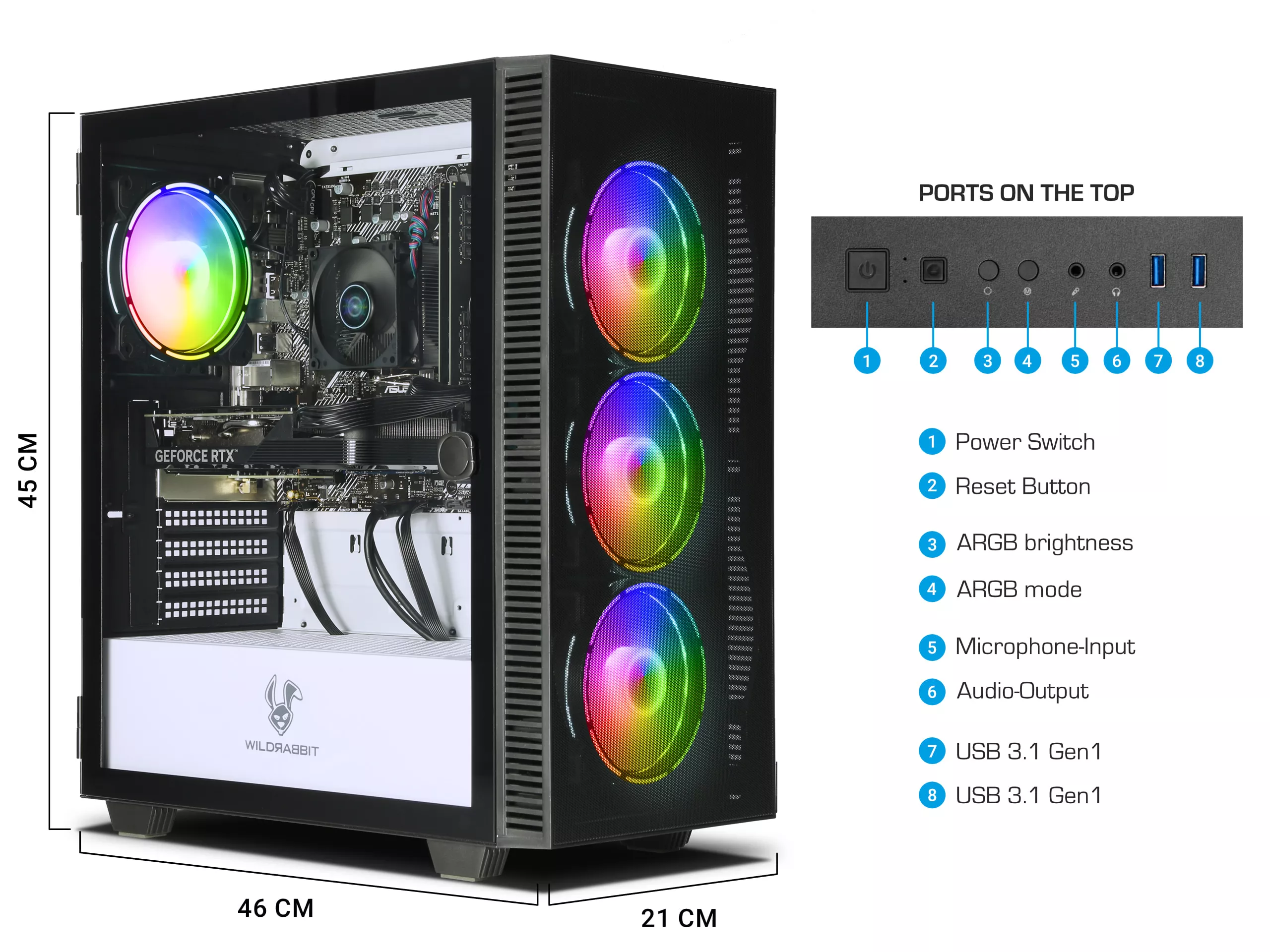 Game Office Work V2 | AMD Ryzen 5 5600X | Nvidia GeForce RTX 4060 8Go | 32Go RAM | 1To NVMe SSD | Windows 11 | WiFi | Libre Office