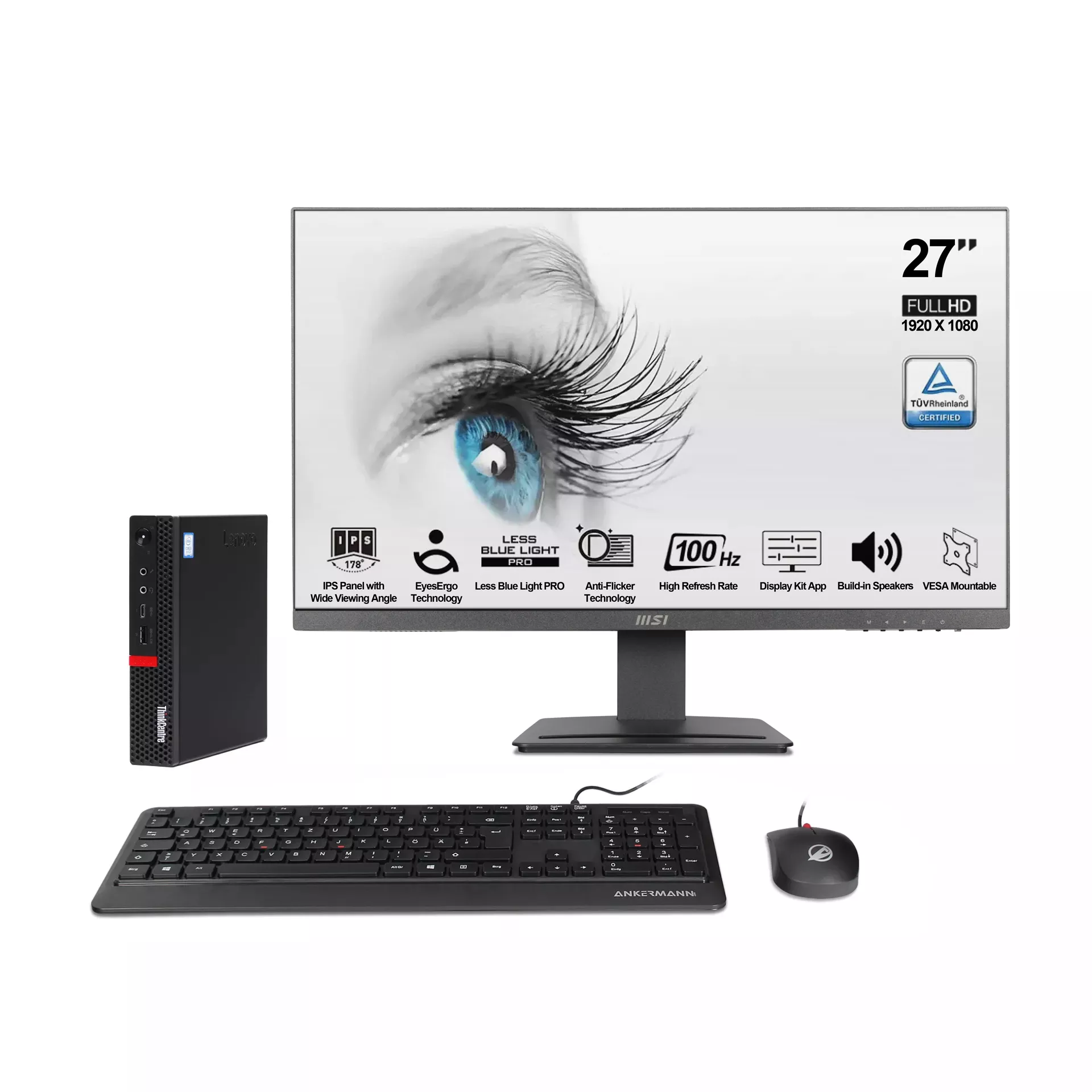 ThinkCentre M720q i5 Mini PC Komplett Set | 16GB RAM | 1TB NVMe SSD | Windows 11 | Intel Core i5-8400T | 27" Monitor | Maus & Tastatur | MS Office 2024 ThinkCentre M720q i5 Mini PC Komplett Set | 16GB RAM | 1TB NVMe SSD | Windows 11 | Intel Core i5-8400T | 27" Monitor | Maus & Tastatur | MS Office 2024