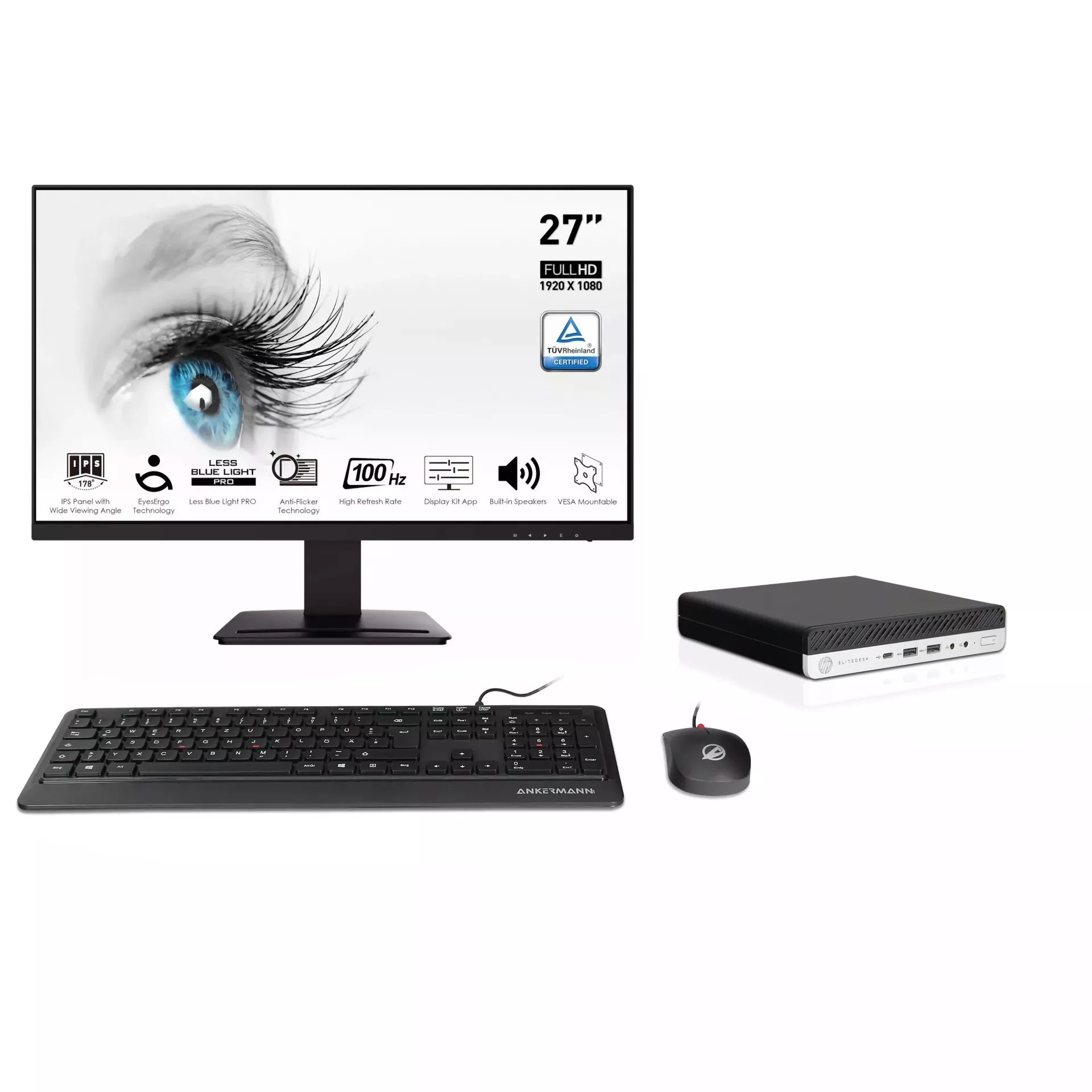 HP EliteDesk 800 G4 Mini PC Bundle | Intel Core i5-8500T |16GB RAM | 500GB NVMe SSD | 27" Monitor | Mouse & Keyboard | Windows 11 | MS Office 24 HP EliteDesk 800 G4 Mini PC Bundle | Intel Core i5-8500T |16GB RAM | 500GB NVMe SSD | 27" Monitor | Mouse & Keyboard | Windows 11 | MS Office 24
