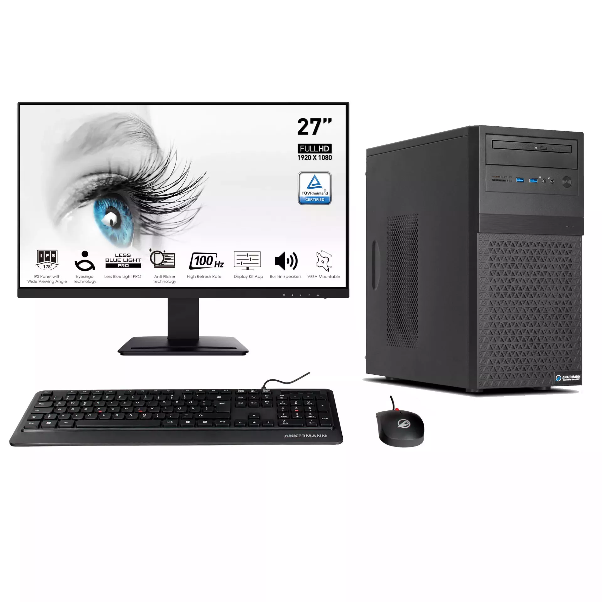 Office komplett PC Büro | Intel Core i5-6400 | 16GB RAM | 1TB SSD | Windows 11 | WLAN | 27" Monitor | Maus & Tastatur | Libre Office