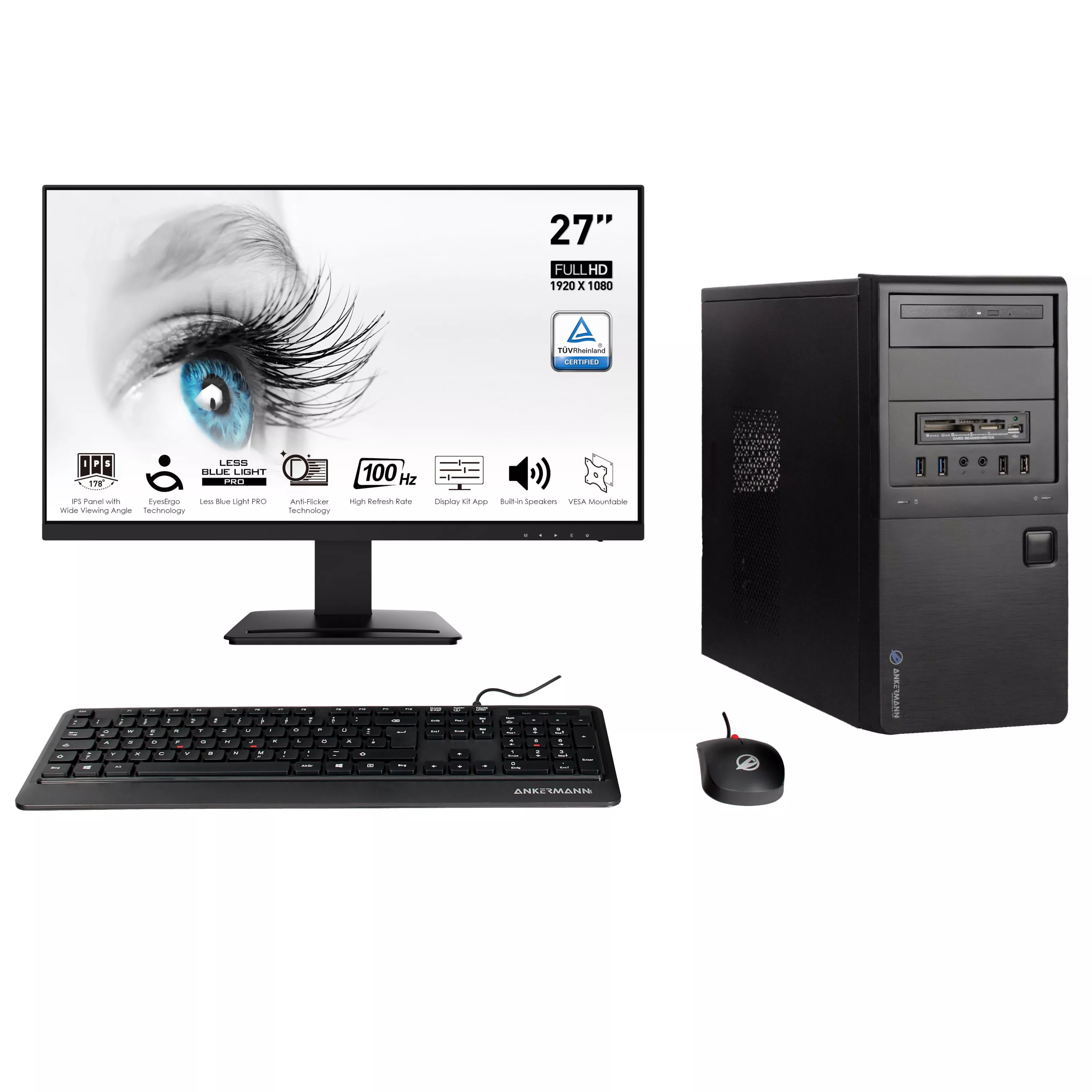 Business Office Work | Intel Core i3-6100 | 16Go RAM | 480Go SSD | Windows 11 | Écran 27" | Souris & clavier | Libre Office